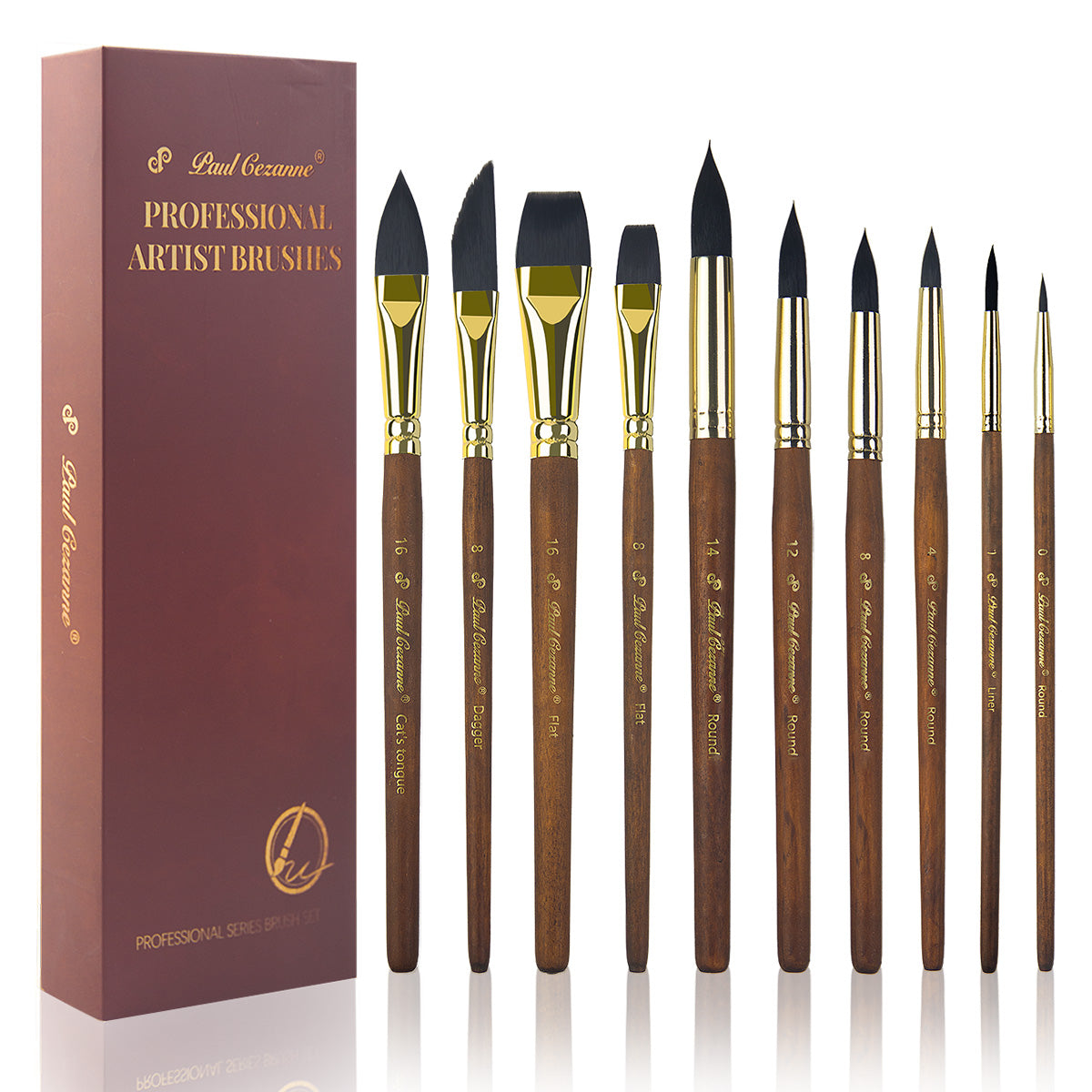 Paul Cezanne Synthetic Squirrel Hair Paint Brushes Set (10pcs)