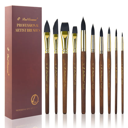 Paul Cezanne Synthetic Squirrel Hair Paint Brushes Set (10pcs)