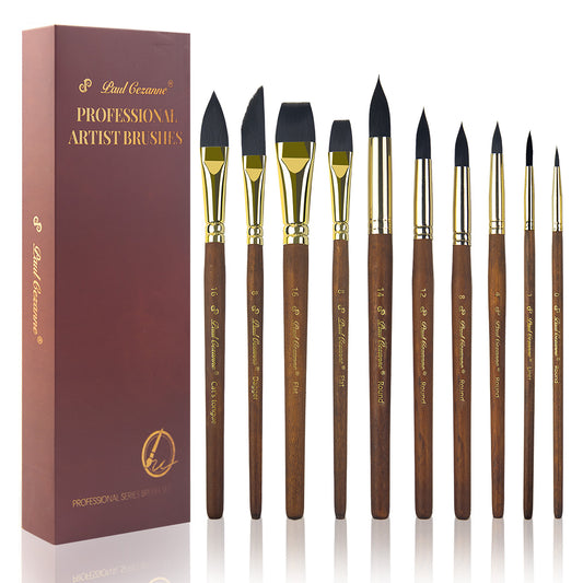 Paul Cezanne Synthetic Squirrel Hair Paint Brushes Set (10pcs)