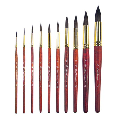 Paul Cezanne High Quality Squirrel Hair Paint Brushes Set (10 pcs) For Watercolour Gouache Ink Painting