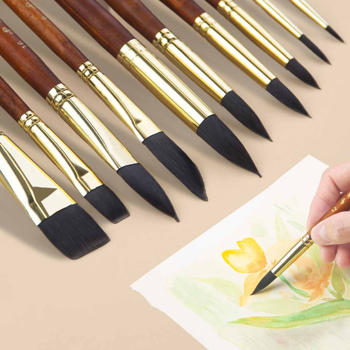 Paul Cezanne Synthetic Squirrel Hair Paint Brushes Set (10pcs)