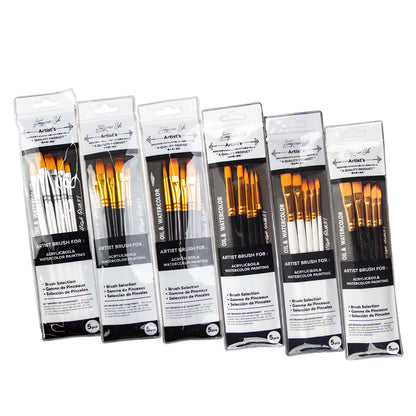 Synthetic Paint Brushes Set (5 pcs) Angular, Flat, Round, Filbert, Mixed set