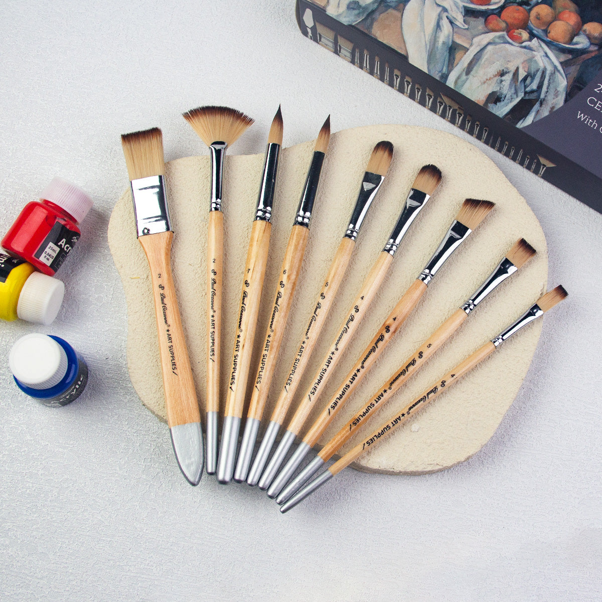 Paul Cezanne-OasisArt Synthetic Paint Brushes Set (25pcs with canvas roll and palette knife) for Acrylic Oil Watercolor Painting