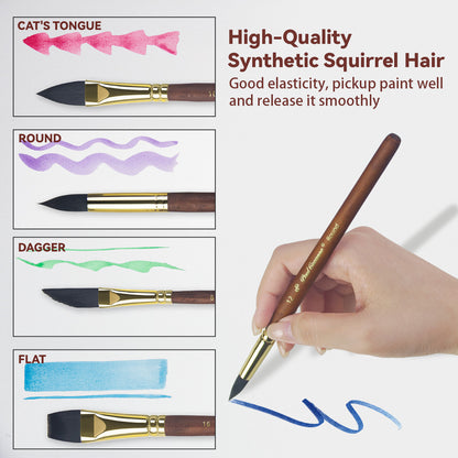 Paul Cezanne Synthetic Squirrel Hair Paint Brushes Set (10pcs)