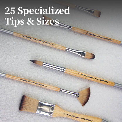 Paul Cezanne-OasisArt Synthetic Paint Brushes Set (25pcs with canvas roll and palette knife) for Acrylic Oil Watercolor Painting