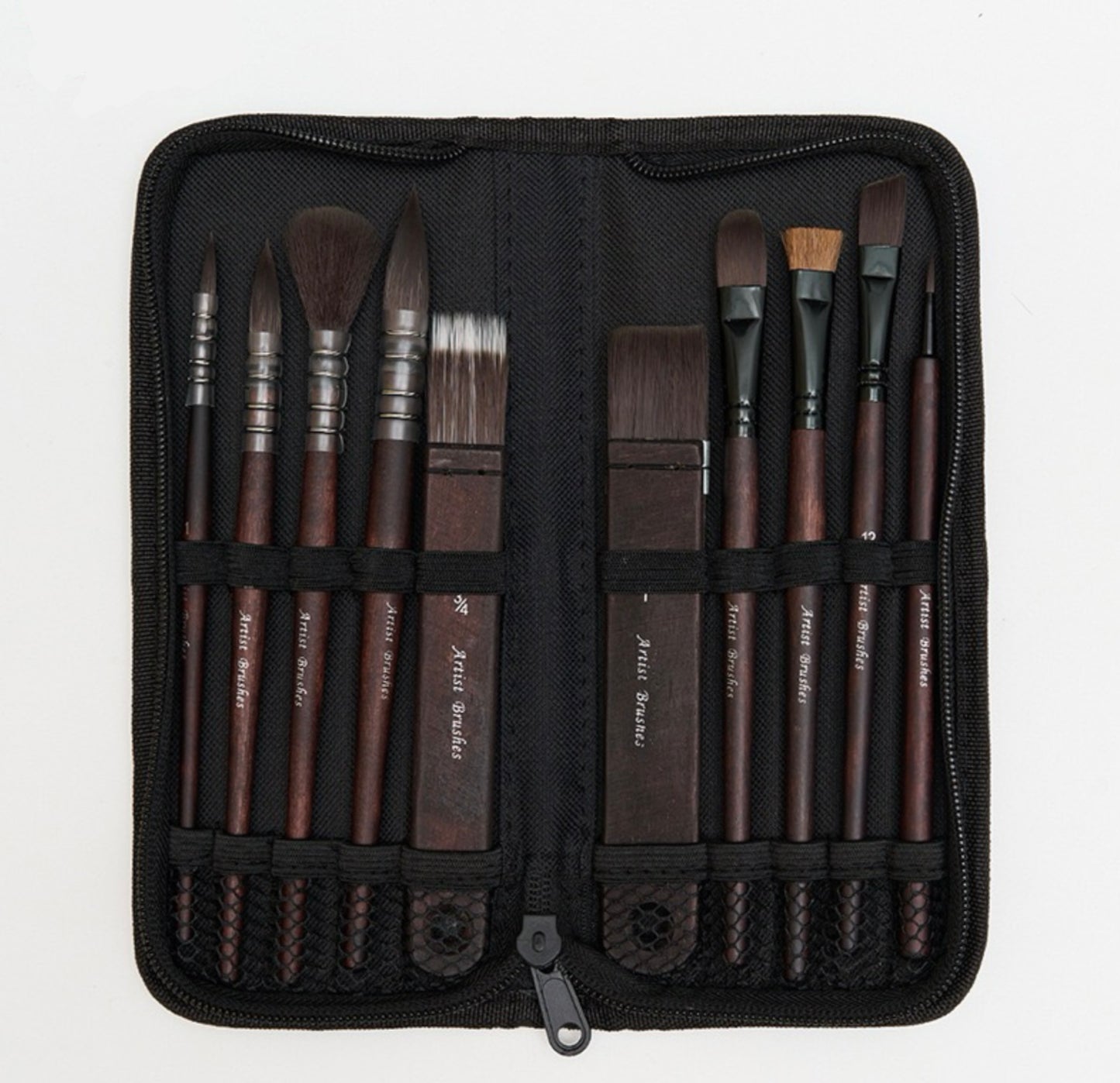 VOUVES ONGS Premium Handmade Artist Brush Set – 10-Piece Mixed Squirrel Hair & Synthetic Watercolour Brushes with Travel Case – Ideal for Watercolour, Gouache & Ink