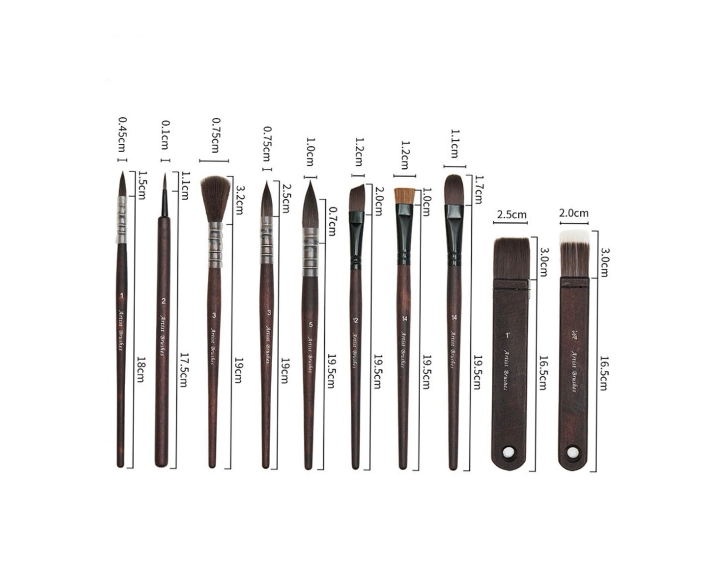 VOUVES ONGS Premium Handmade Artist Brush Set – 10-Piece Mixed Squirrel Hair & Synthetic Watercolour Brushes with Travel Case – Ideal for Watercolour, Gouache & Ink