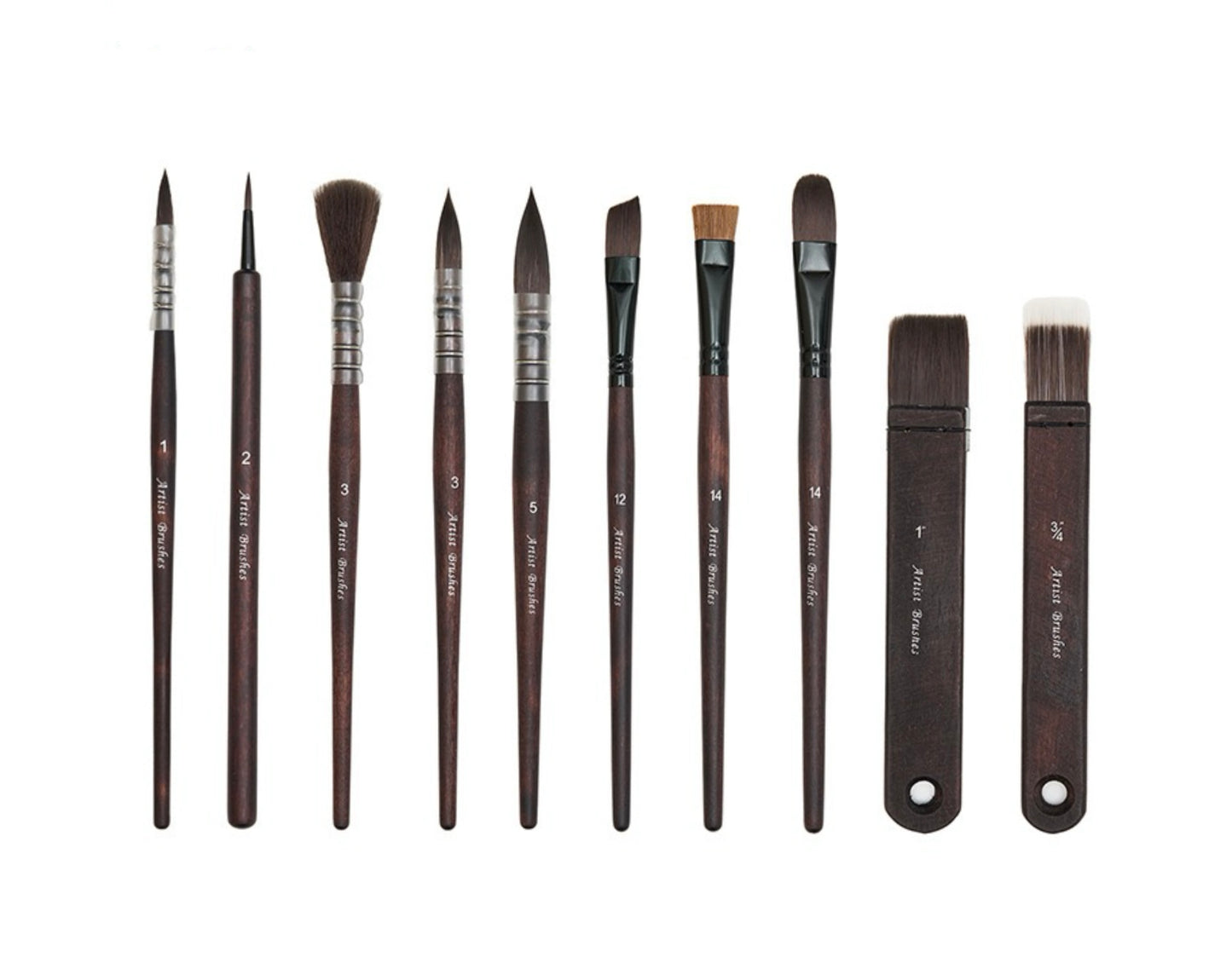 VOUVES ONGS Premium Handmade Artist Brush Set – 10-Piece Mixed Squirrel Hair & Synthetic Watercolour Brushes with Travel Case – Ideal for Watercolour, Gouache & Ink