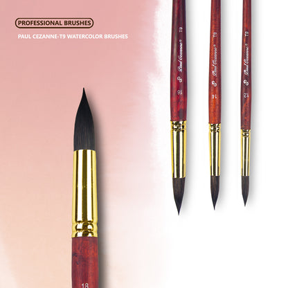 Paul Cezanne High Quality Squirrel Hair Paint Brushes Set (10 pcs) For Watercolour Gouache Ink Painting