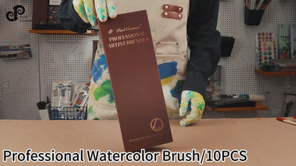 Paul Cezanne High Quality Squirrel Hair Paint Brushes Set (10 pcs) For Watercolour Gouache Ink Painting