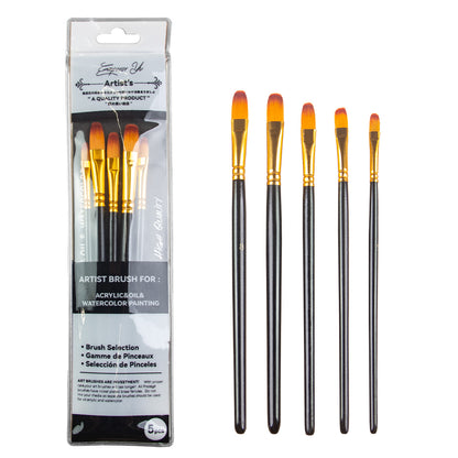 Synthetic Paint Brushes Set (5 pcs) Angular, Flat, Round, Filbert, Mixed set